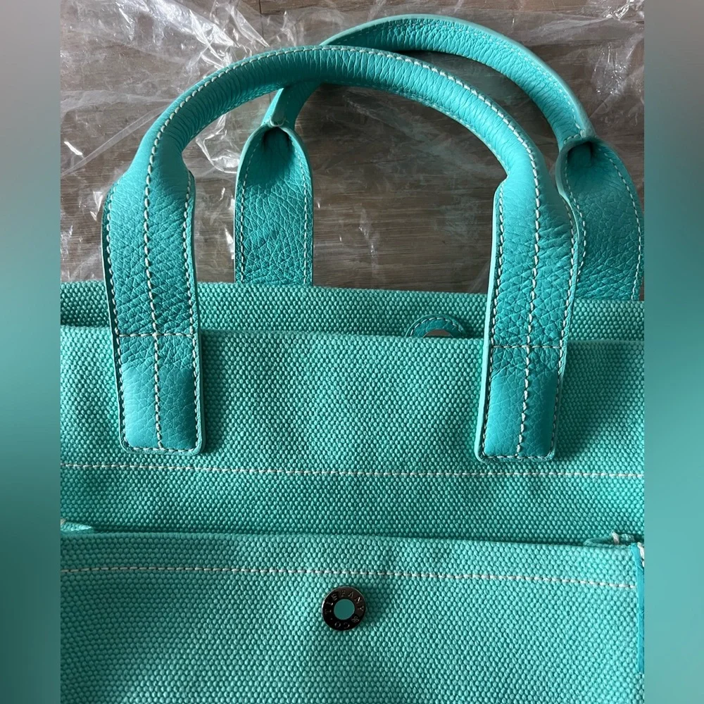 NWOT Tiffany Canvas Tote Bag w/ Leather Trim - Picture 3 of 11